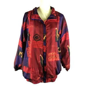 Southern Expressions Women's Jacket Size 22 W Full Zip Red Black Animal Print